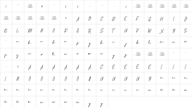Bladog Personal Use Regular  glyph index