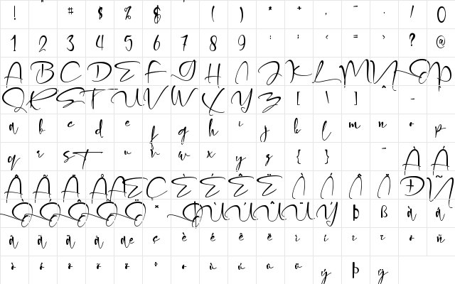 Olliffia Regular  glyph index