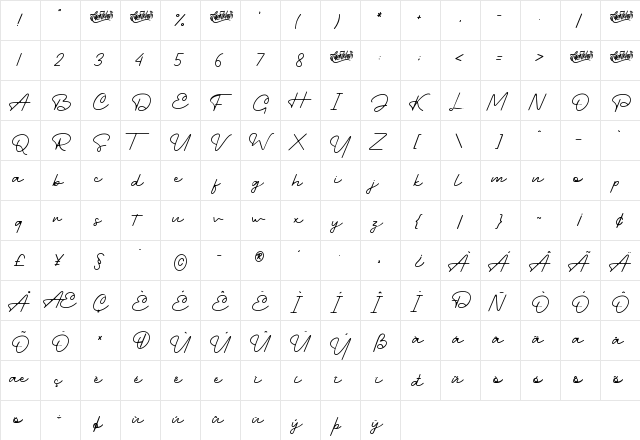 Charlotte Amalie Regular  glyph index