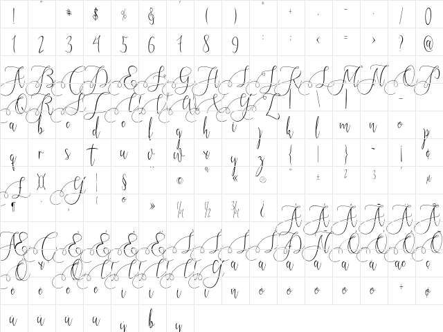 Kristallian Regular  glyph index