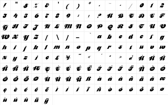 MotterFeminaEF Regular  glyph index