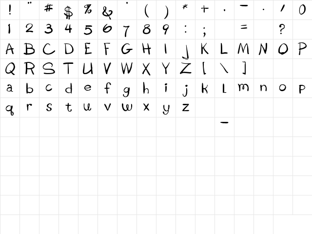 Boring Showers Regular  glyph index