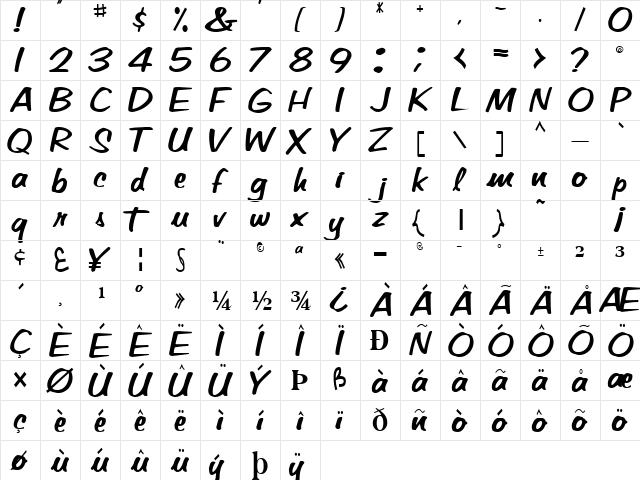 Beta Regular  glyph index