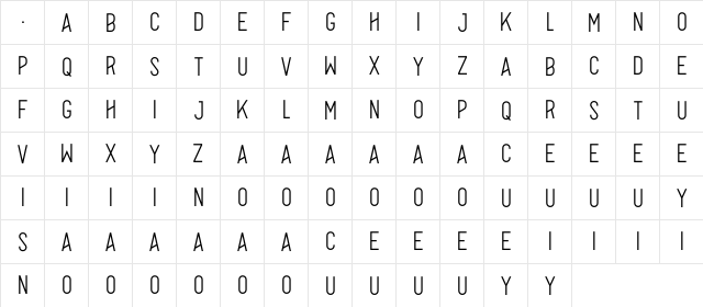 Alpha Regular  glyph index