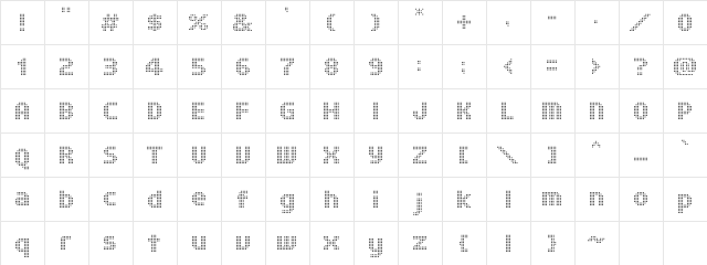 Fairfax Six Square  glyph index