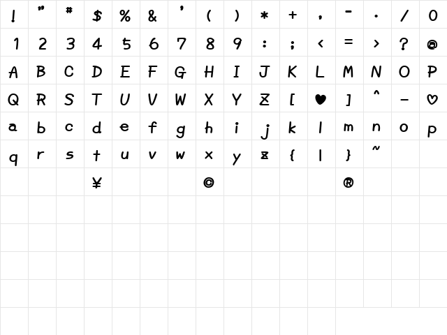 DDmerrow Bold  glyph index