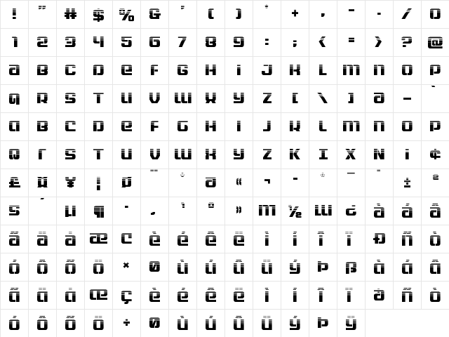 Globe Trekker Halftone Regular  glyph index