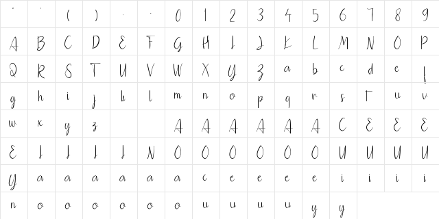 Monaghan Regular  glyph index