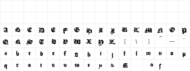 Stuttgart Gothic Demo Regular  glyph index