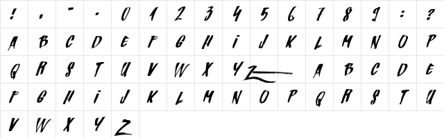 Zondas Regular  glyph index