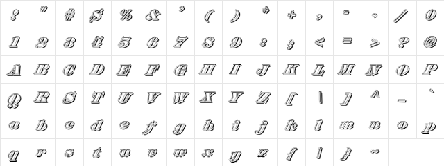 Fictive14 Regular  glyph index