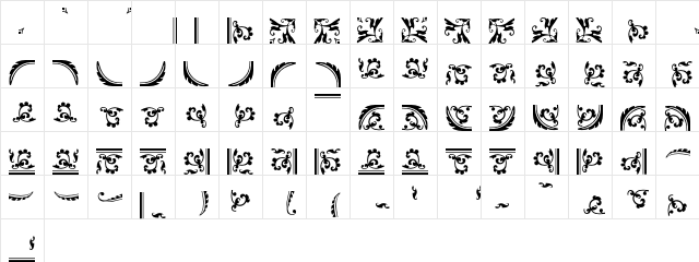 FleuronsGranjon Regular  glyph index