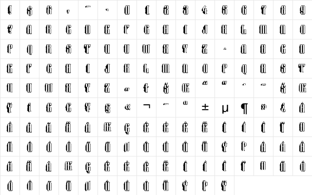 a_Harder3dRgh Regular  glyph index