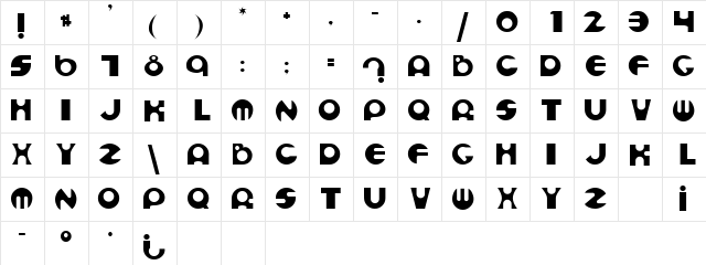 ESMOND Regular  glyph index