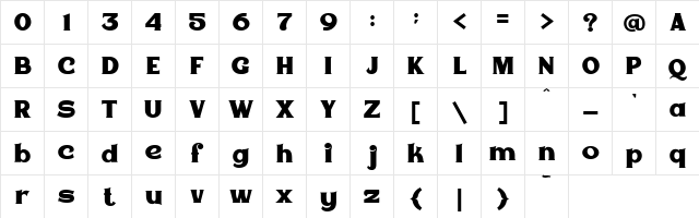 Epicgant Regular  glyph index
