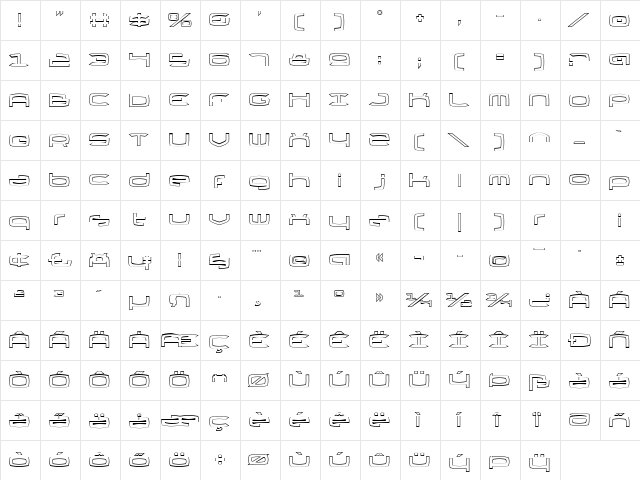 Thundergod II Outline Outline  glyph index