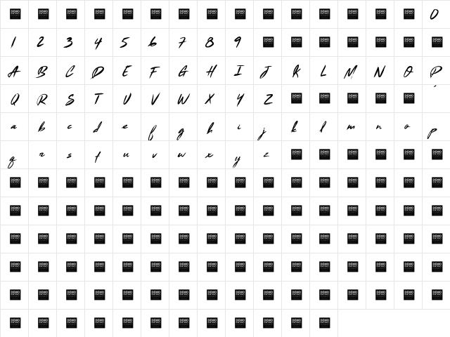 Black Marble - Demo Regular  glyph index