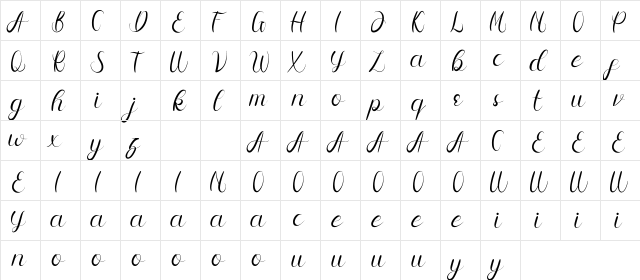 Meisya Emilia Demo Regular  glyph index