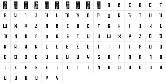 Bedebah Regular  glyph index
