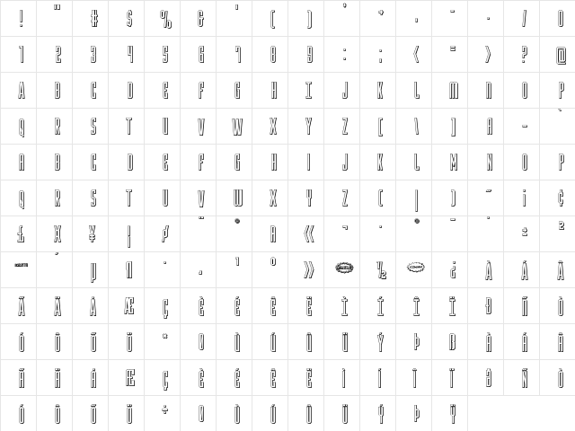 Y-Files Title 3D Regular  glyph index