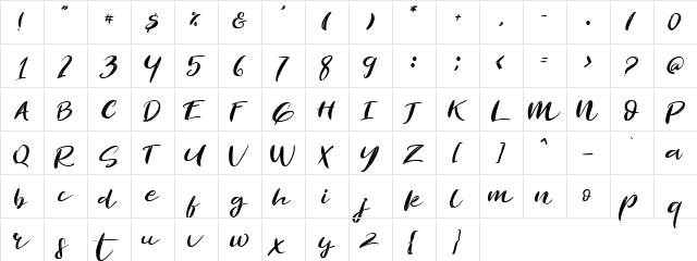Revolution Regular  glyph index