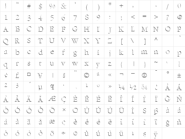 00849 Regular  glyph index