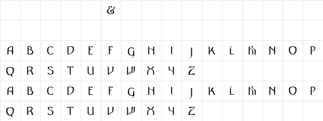 HansonCaps Normal  glyph index