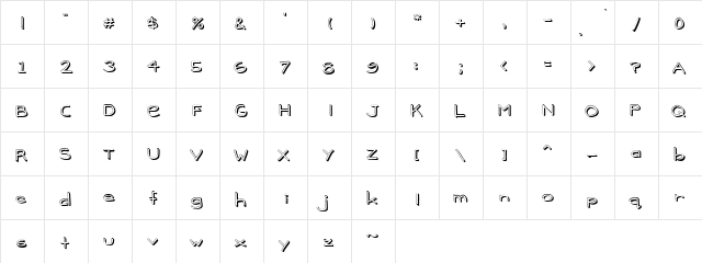 MadisonShadowed Regular  glyph index