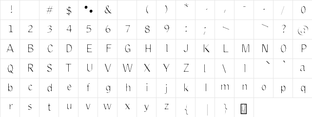 Delinquent Extract Regular  glyph index