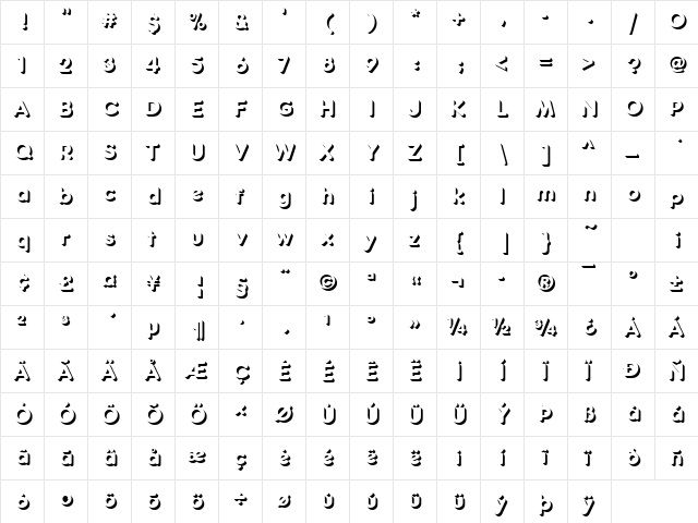 FrankfurterOnlShaDMed Regular  glyph index