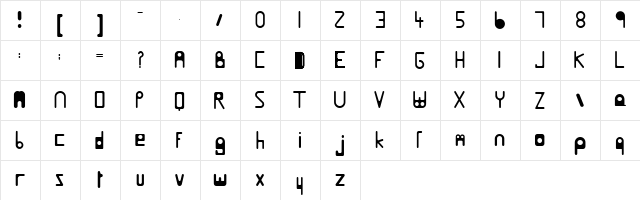 HelenBrownSolid Regular  glyph index