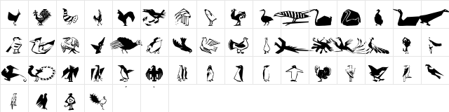 CorneredBirds Regular  glyph index