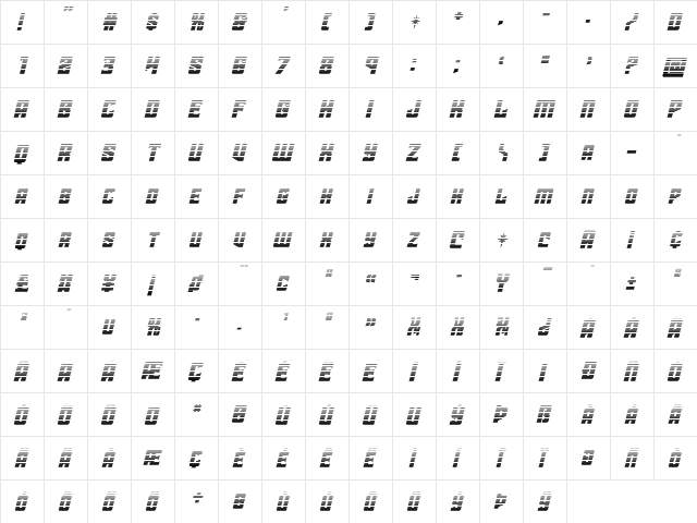 Star Guard Gradient Italic Italic  glyph index