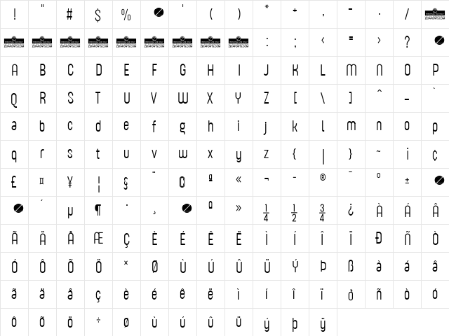 Sugo Pro Display Trial ExtraLight  glyph index