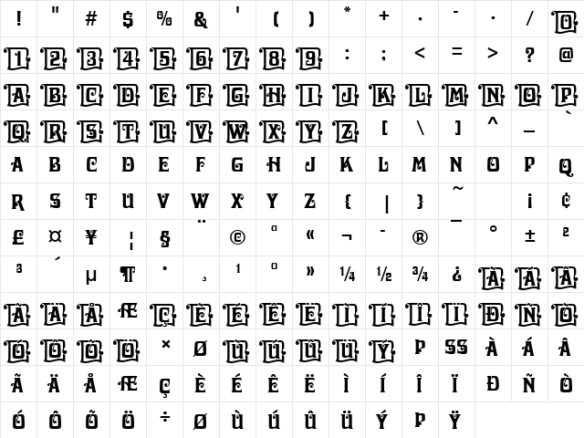 Davida Becker Initials Regular  glyph index