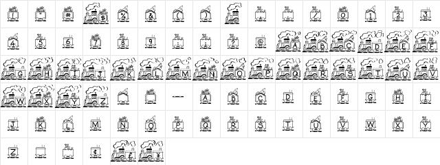 Toy Train Regular  glyph index