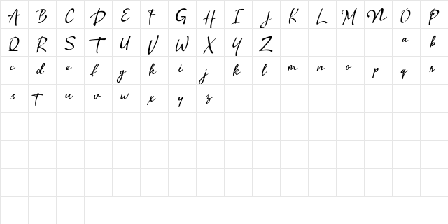 Benthol Regular  glyph index