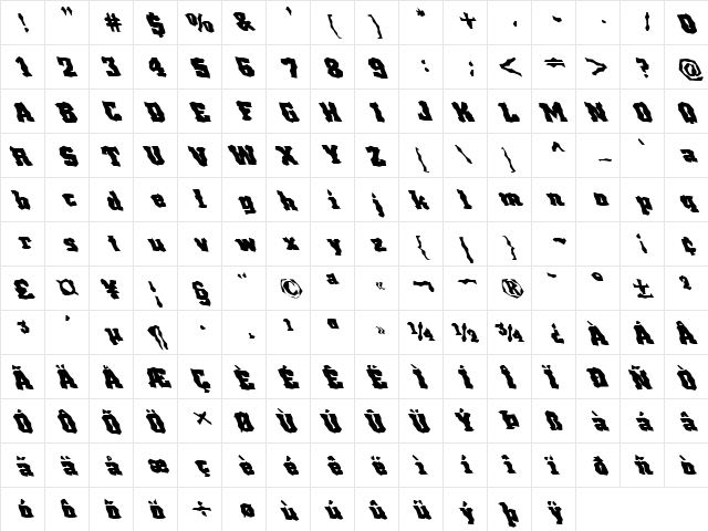 FZ WACKY 68 LEFTY Normal  glyph index
