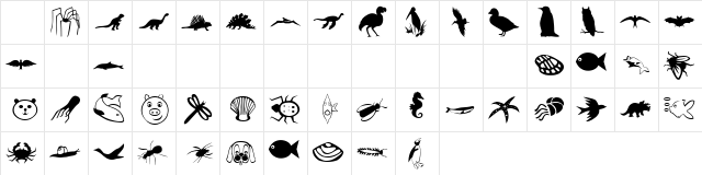Carr Animal Dingbats Regular  glyph index