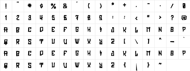 CRIT RACE Regular  glyph index