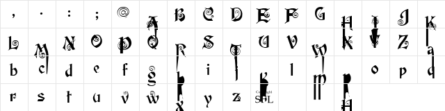 Crimea Bold Regular  glyph index