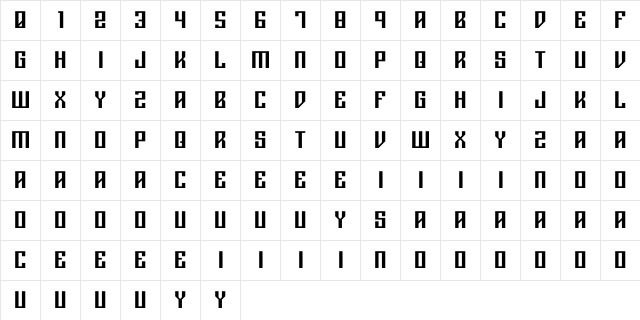RigorMortis Regular  glyph index
