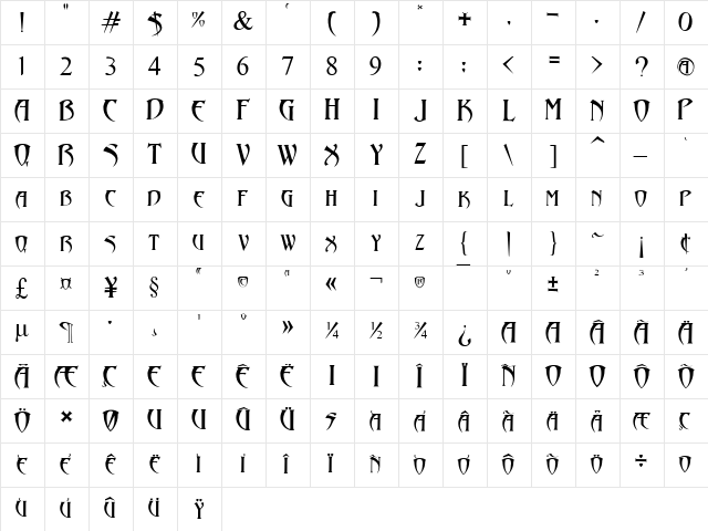 Necroshine Fuck You  glyph index