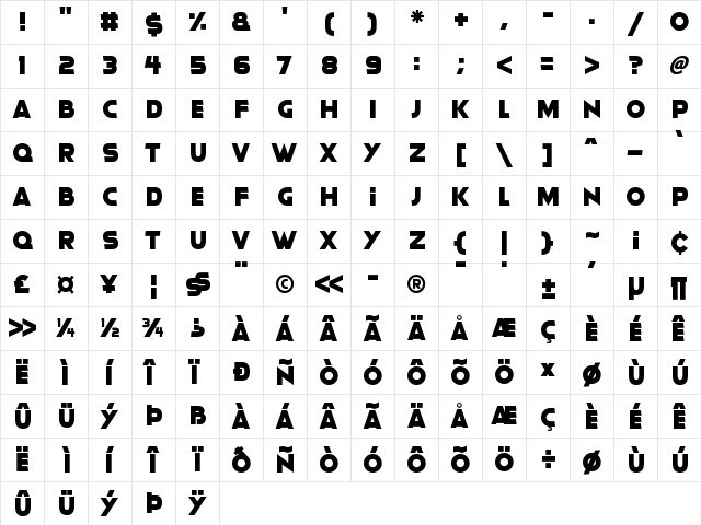 Moonlightning Regular  glyph index