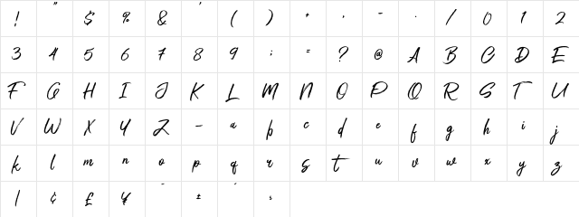 Rithem Regular  glyph index