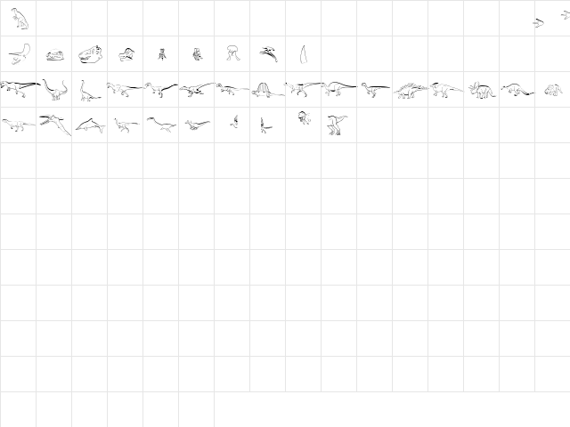 Dinosaur Outline  glyph index