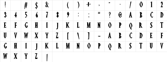 Ghostz Regular  glyph index