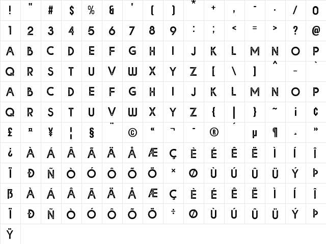 Bolde Rough Regular  glyph index