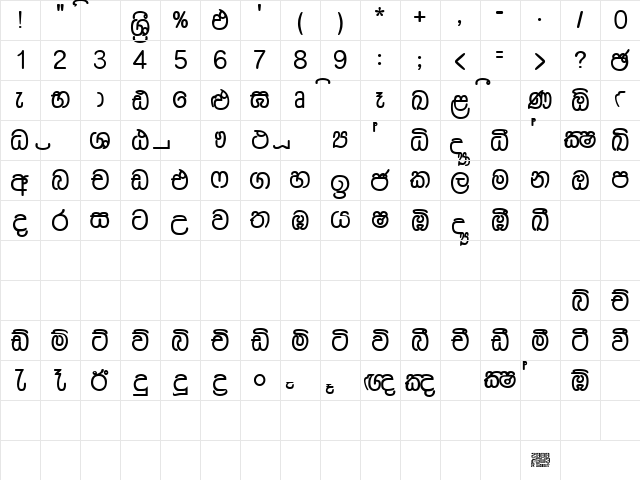 Dusharnbi Regular  glyph index