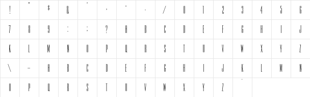 Empire Regular  glyph index